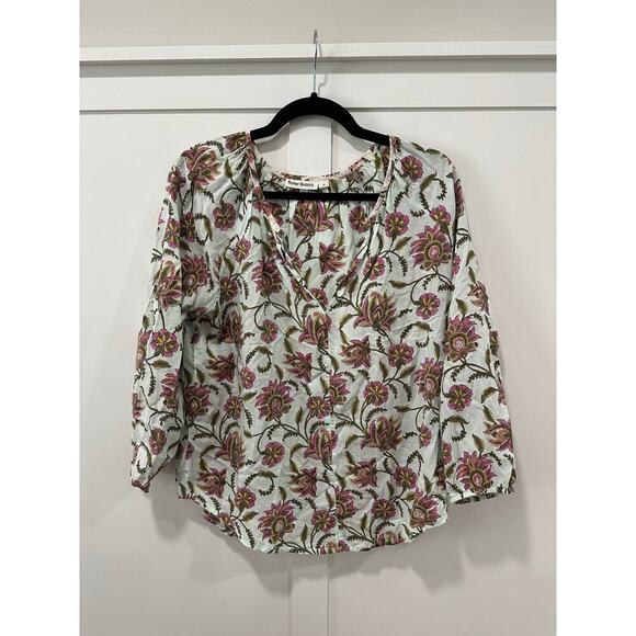 Roller Rabbit Adrianna Asian Floral Peasant Style Top Size M - Picture 1 of 4